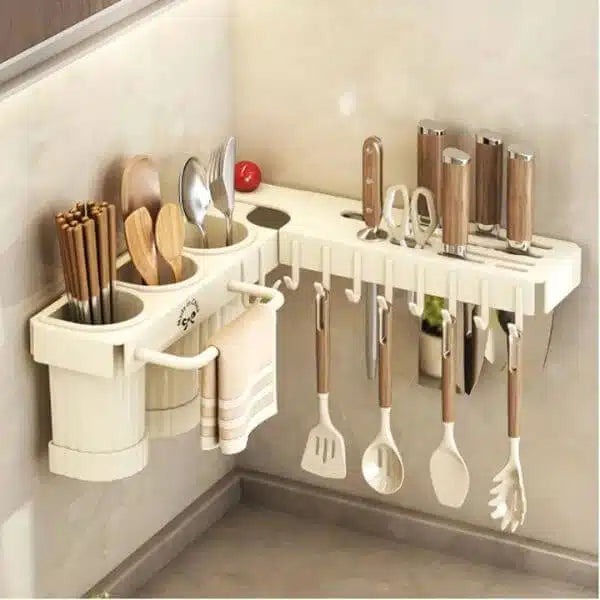 60cm Wall Mounted Multifunctional Kitchen Utensil Holder Rack