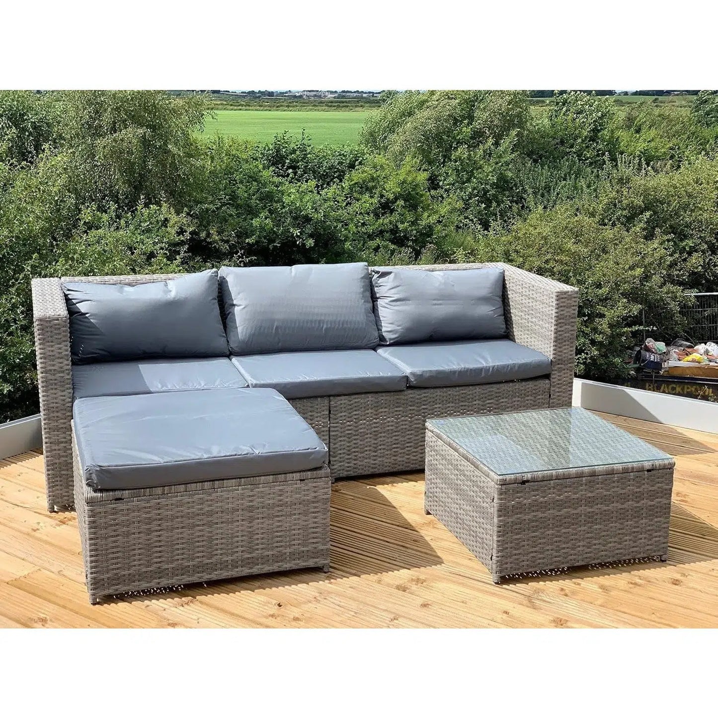 Garden Lounge Set with Grey Cushions