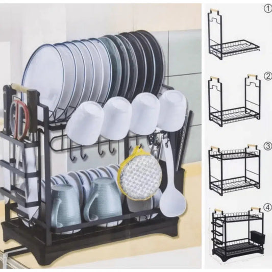 2 Tier Dish Drainer Rack with Drip Tray