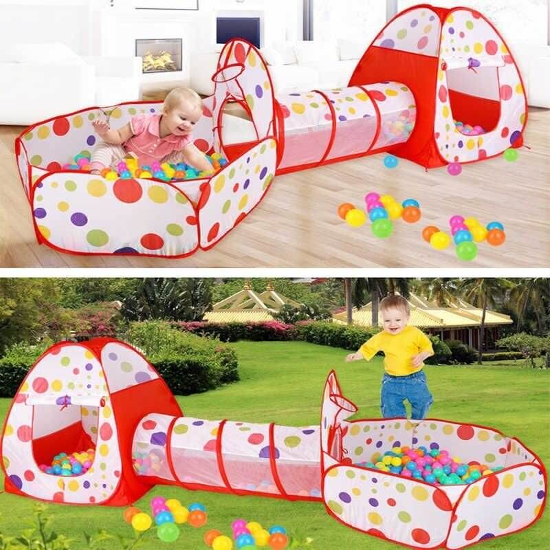 3 in 1 Kids Activity Play Tent With Tunnel
