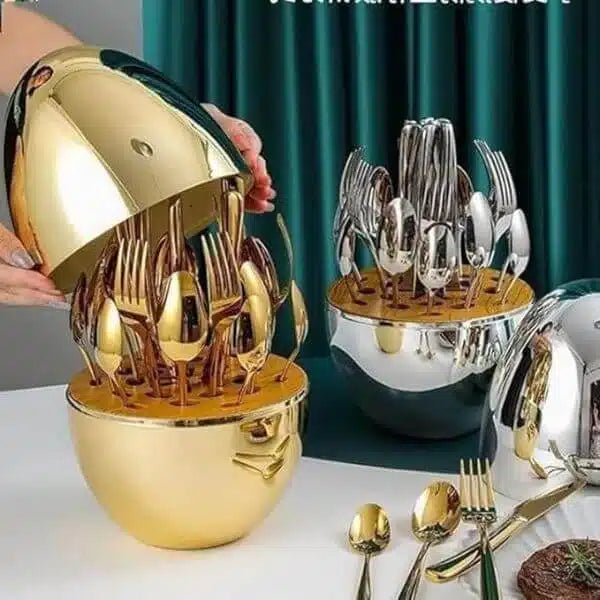 24pcs Egg Shaped Stainless Steel Cutlery Set