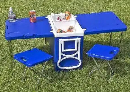28L Cooler Box and Folding Table Chair Set Blue