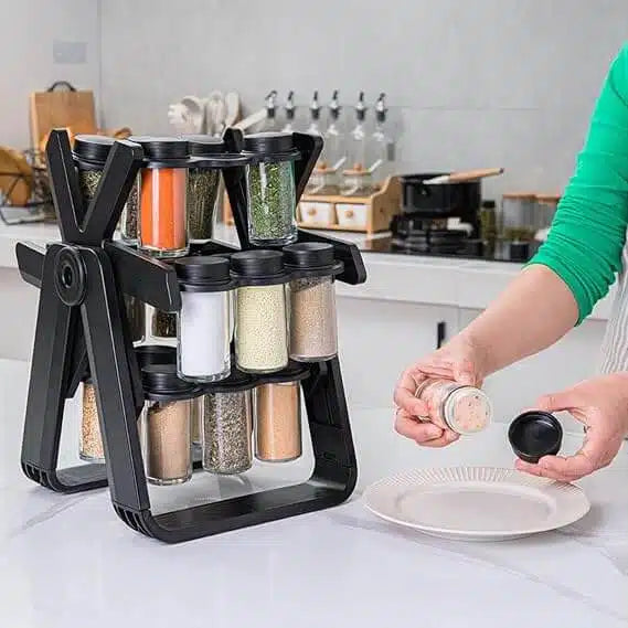 360 Degree Rotating Spice Rack Set with 18 Spice Jars