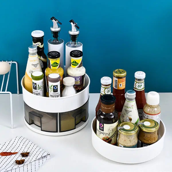 360 Degree Round Shape Rotation Seasoning Spice Box Shelf