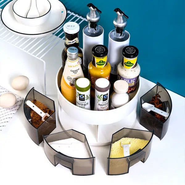 360 Degree Round Shape Rotation Seasoning Spice Box Shelf