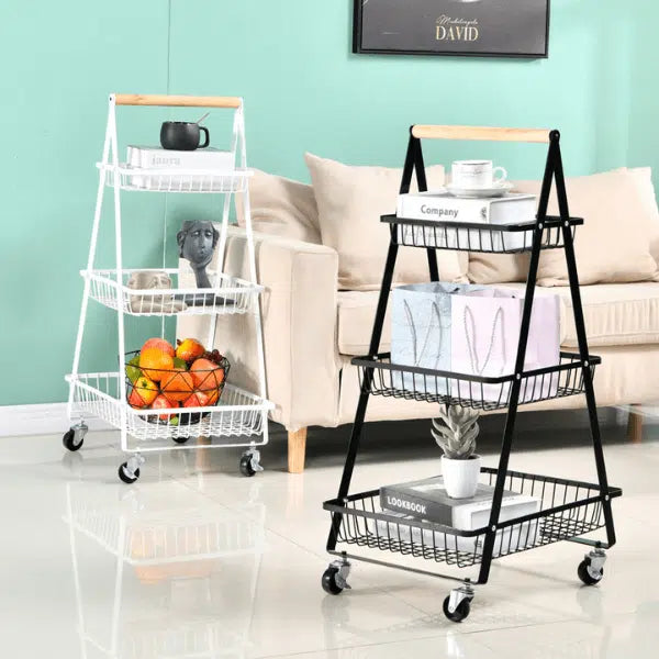 3 Tier Fruit Vegetable Storage Rack with Wheels