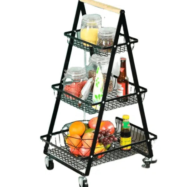 3 Tier Fruit Vegetable Storage Rack with Wheels