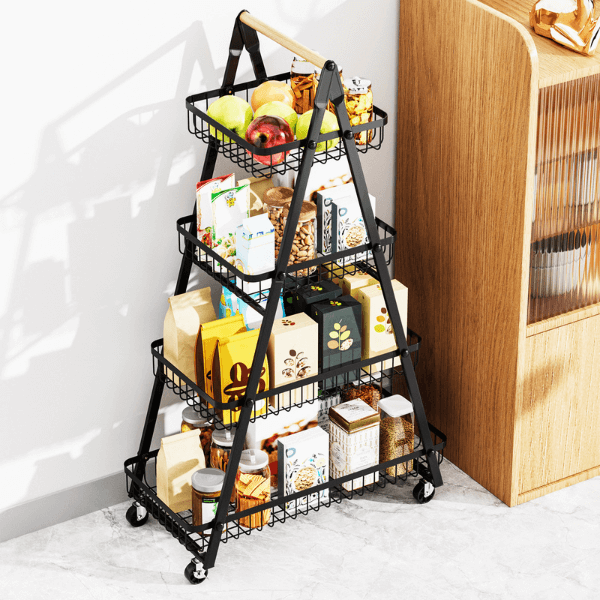 4 Tier Fruit Vegetable Storage Rack with Wheels