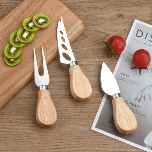 6 Piece Steel Stainless Cheese Knife Set with Wooden Handle