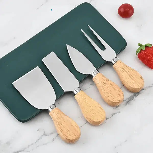 6 Piece Steel Stainless Cheese Knife Set with Wooden Handle