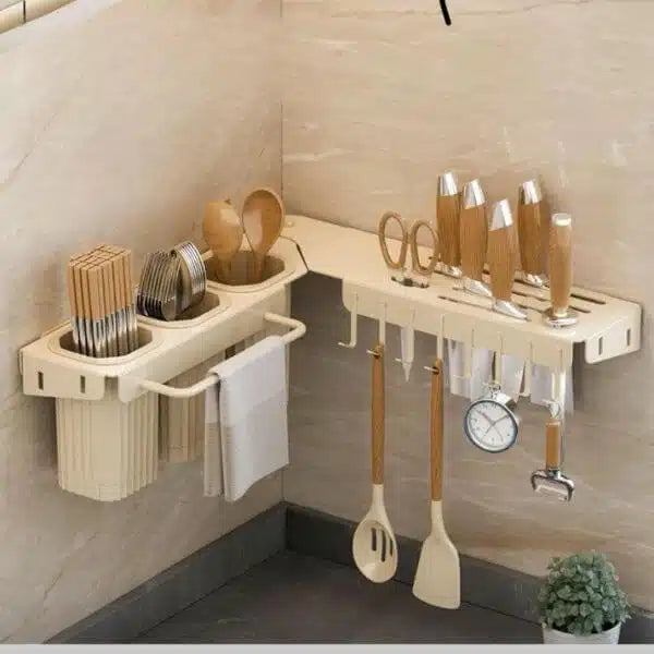 60cm Wall Mounted Multifunctional Kitchen Utensil Holder Rack