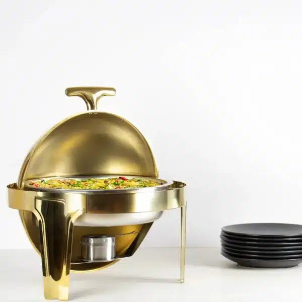 6L Round Gold Catering Chafer Dish Food Warmer