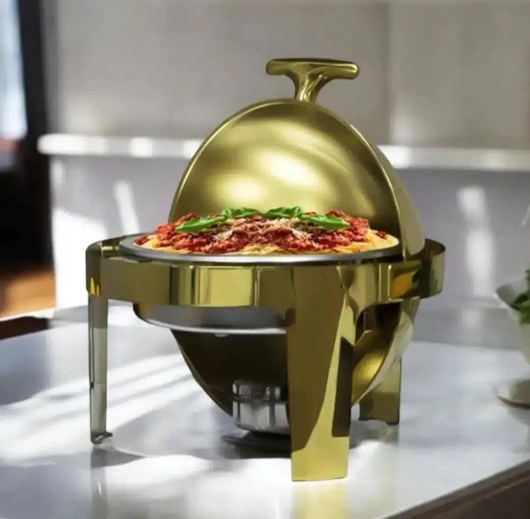6L Round Gold Catering Chafer Dish Food Warmer