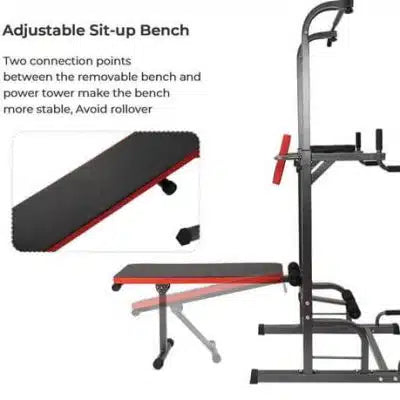 All-in-One Pull-Up Bar Adjustable Power Tower Dip Station