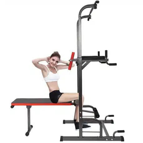 All-in-One Pull-Up Bar Adjustable Power Tower Dip Station