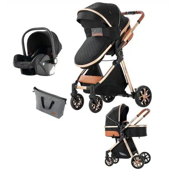 Baby Stroller with Car Seat and Mommy Bag