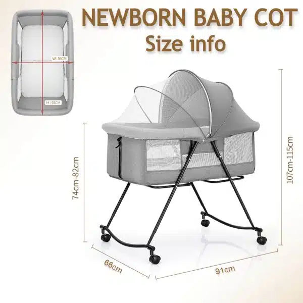 Baby Rocker Bassinet Crib &amp; Co-Sleeper with Detachable Mosquito Net
