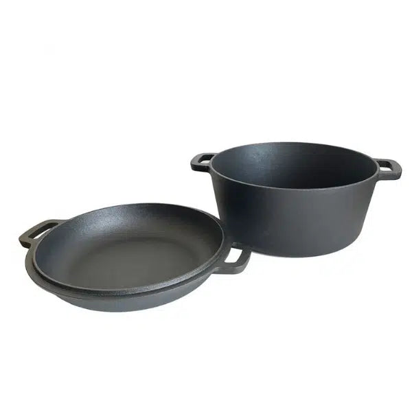 2 in 1 Cast Iron Dutch Oven with Skillet Lid