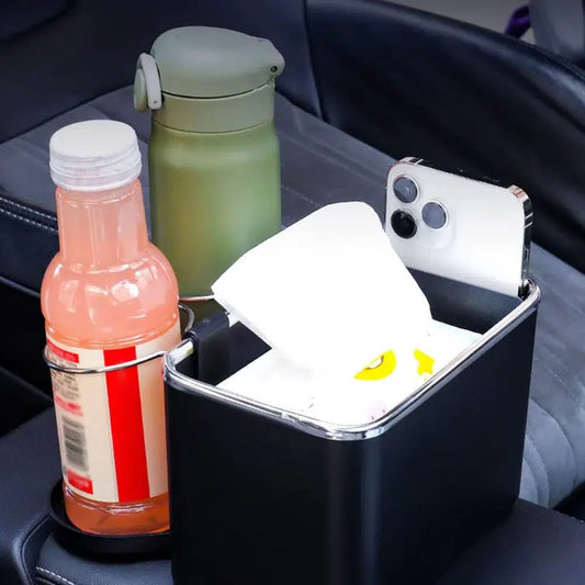 Car Armrest Storage Box with Cup Holder
