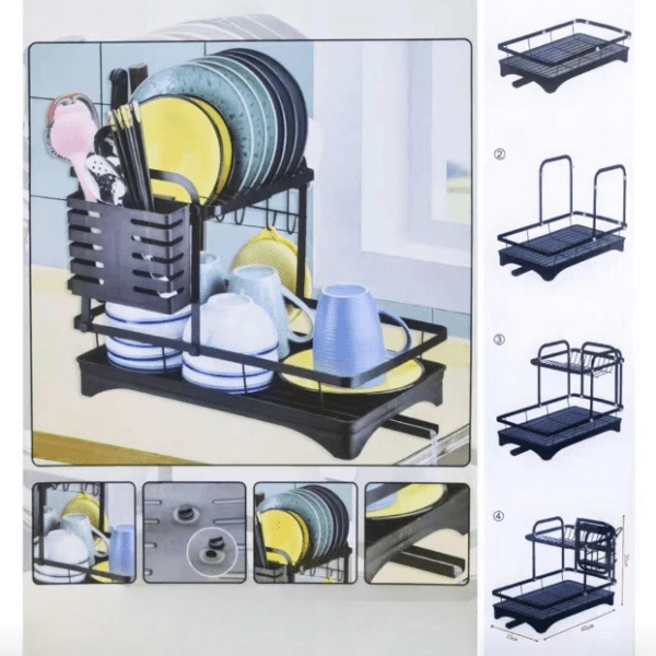 Double Layer Kitchen Countertop Dish Rack