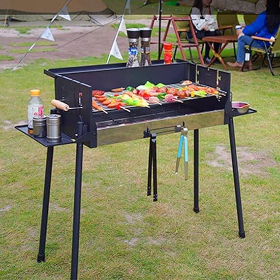 Grill BBQ with Adjustable Folding Storage Shelf