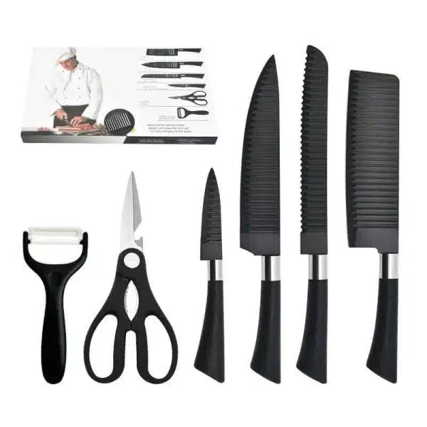 High Quality 6 Piece Kitchen Stainless Steel Knife Set with Non-Stick Surface