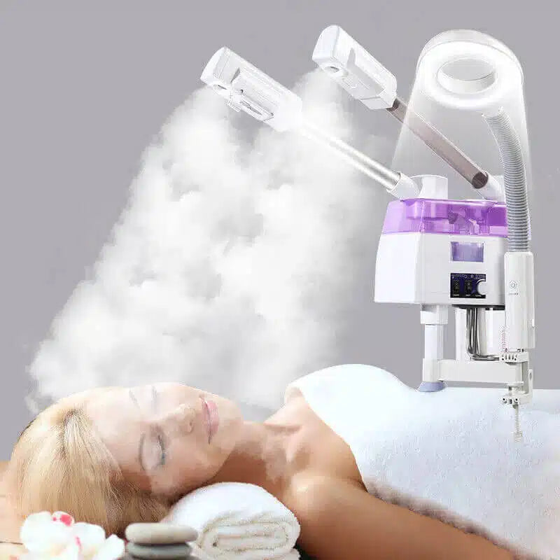 Hot and Cold Facial Steamer with Magnifying LED Lamp