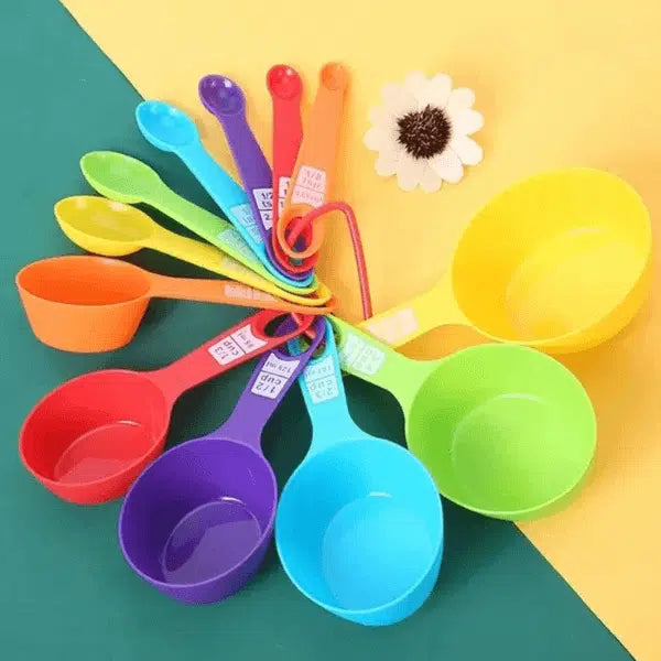12Pcs Plastic Colorful Measuring Cups and Spoons Set