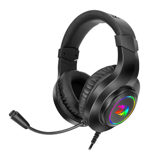 REDRAGON Over-Ear HYLAS Aux (Mic and Headset)|USB (Power Only) RGB Gaming Headset – Black