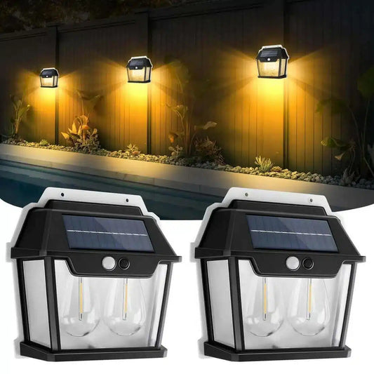 Waterproof Outdoor Solar Double Light Wall Lamp