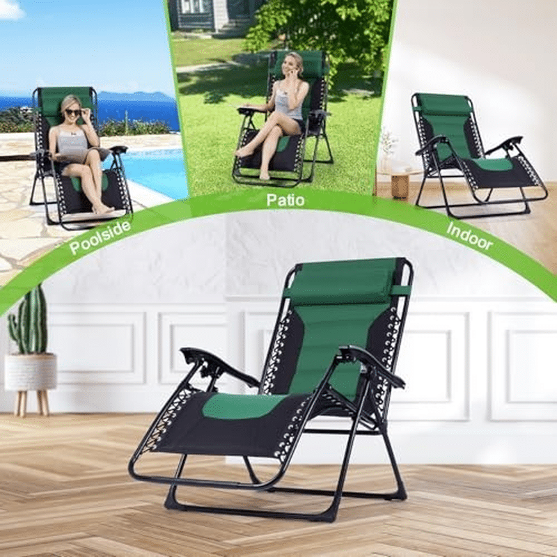 Folding Patio Recliner Chair with Adjustable Headrest
