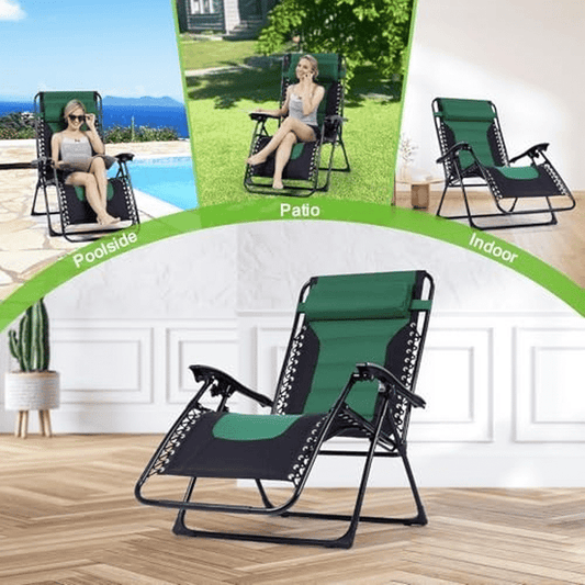Folding Patio Recliner Chair with Adjustable Headrest
