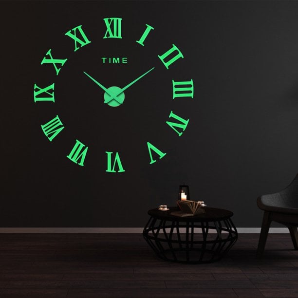 Large 3D DIY Luminous Roman Numerals Clock Acrylic Wall Clock
